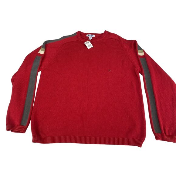 Old Navy Sweater Mens XL Red Knit 100% Cotton Long Sleeve Crew Neck Pullover - Picture 1 of 10